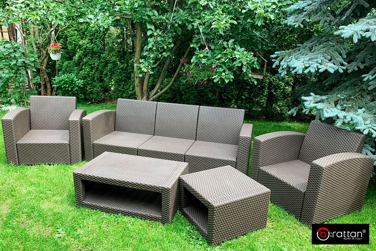 Комплект мебели RATTAN Premium 5 венге оранжевые подушки