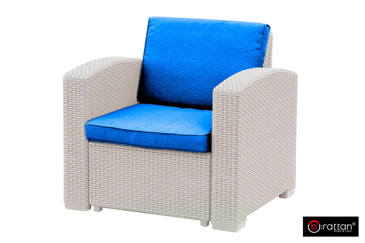 Комплект мебели RATTAN Premium 4 серый синие подушки