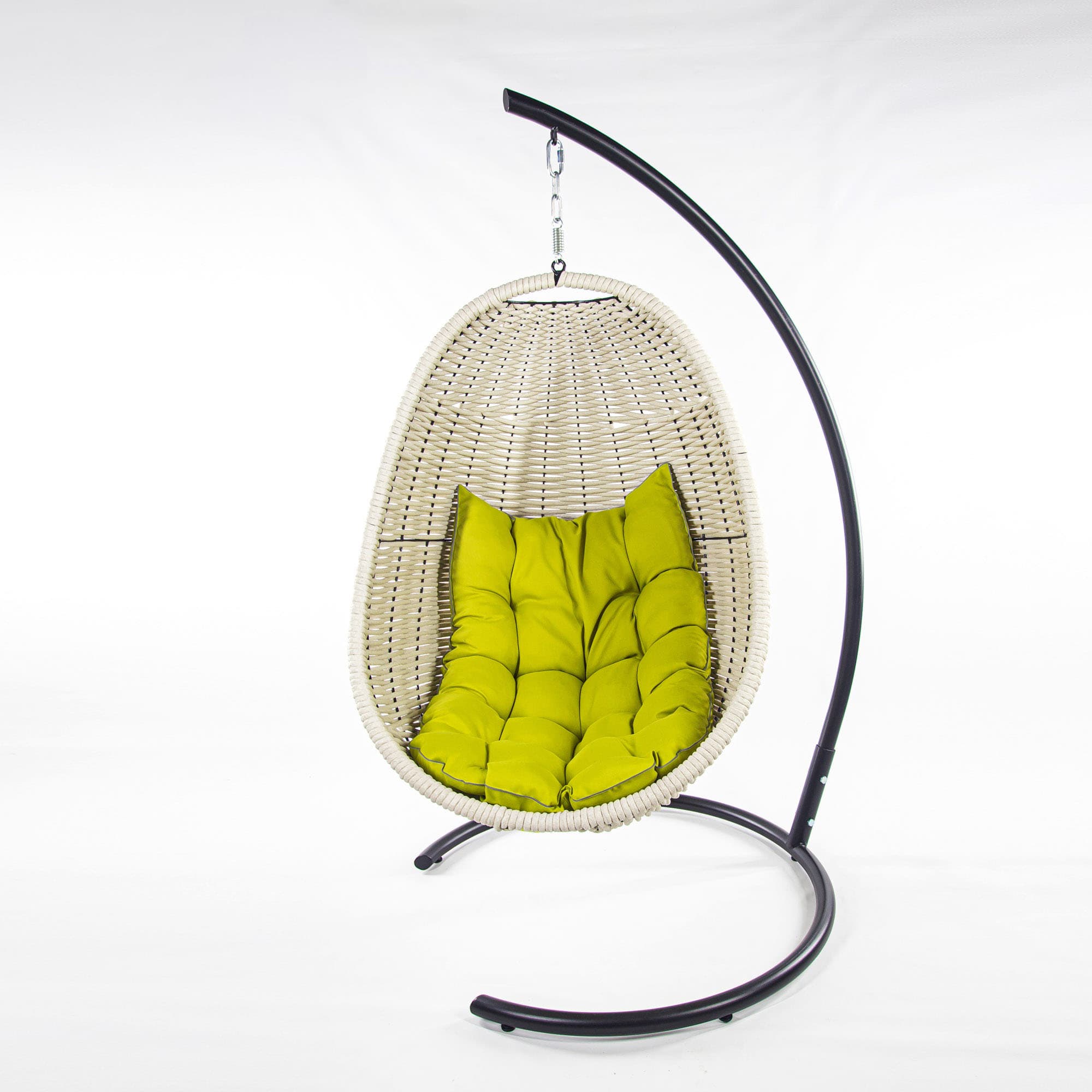 Мебель из ротанга плетеное подвесное кресло-кокон белый желтая подушка